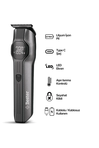Bester Gk8240 14'Ü 1 Arada Su Geçirmez Erkek Bakım Seti - 5