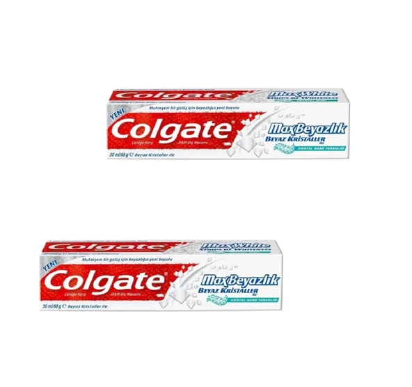 Colgate Diş Macunu Max Beyazlık Beyaz Kristaller 50 ml x 2 Adet