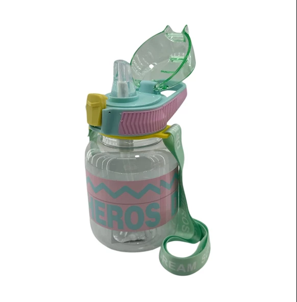 Nerox Süper Heros Kilitli Kapak Matara Suluk 670 ML 1437 Yeşil Pembe - 2