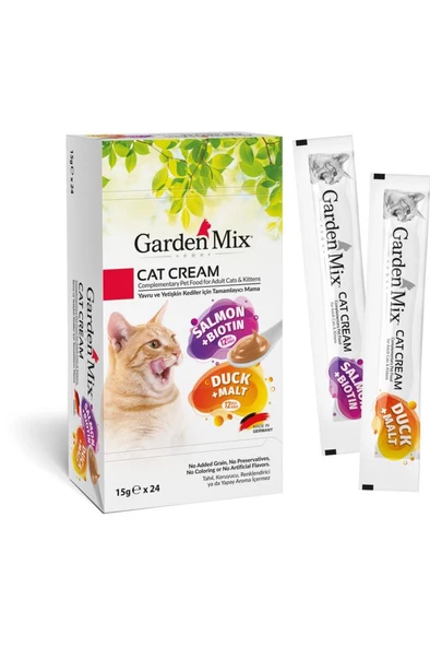 Gardenmix Somon+Biotin VE Ördek+Malt Kedi Ödül Maması 15 gr x 24 Adet