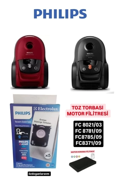 Phılıps Elektrik Süpürgesi Toz Torbası 5 Adet Kutulu Motor Filitresi