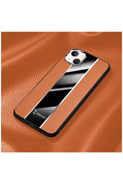 Apple Iphone 13 Uyumlu Kılıf Premium Deri Kılıf Kahverengi - Resim 3