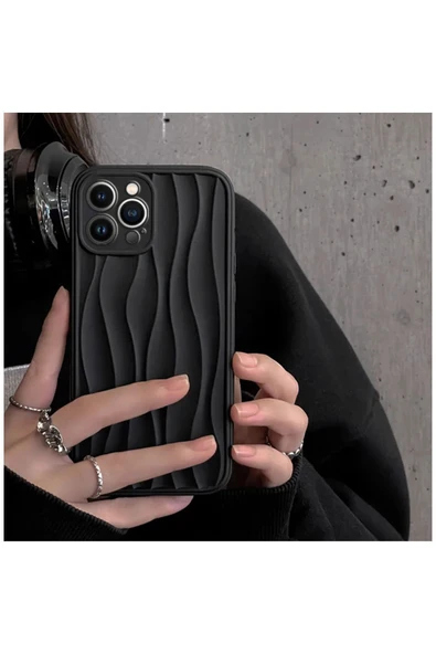 Apple iPhone 15 Pro Max Uyumlu Kılıf Zebana Line Art Silikon Kılıf Gri - Resim 6