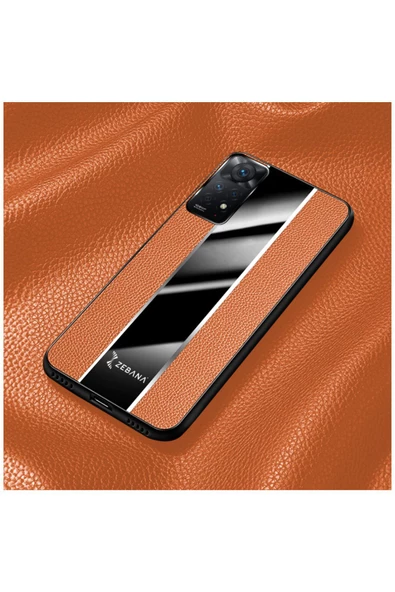 Xiaomi Redmi Note 11 Pro Uyumlu Kılıf Premium Deri Kılıf Kahverengi - Resim 3