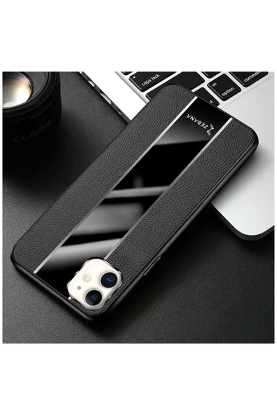 Apple Iphone 11 Uyumlu Kılıf Zebana Premium Deri Kılıf Siyah - Resim 2