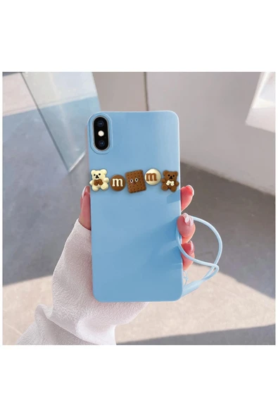 Apple Iphone X Uyumlu Kılıf Love Bear Silikon Kılıf Pembe - Lila - Resim 2