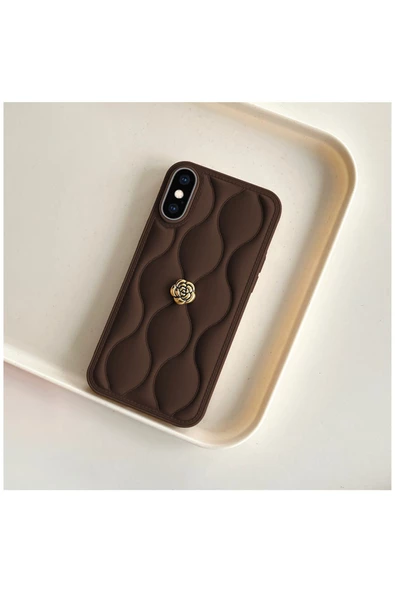 Apple iPhone XS Uyumlu Kılıf Zebana Camellia Deri Kılıf Kahverengi - Resim 2