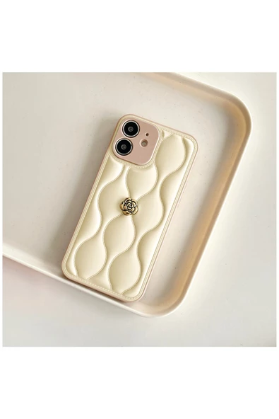 Apple iPhone 11 Uyumlu Kılıf Zebana Camellia Deri Kılıf Bej - Resim 2