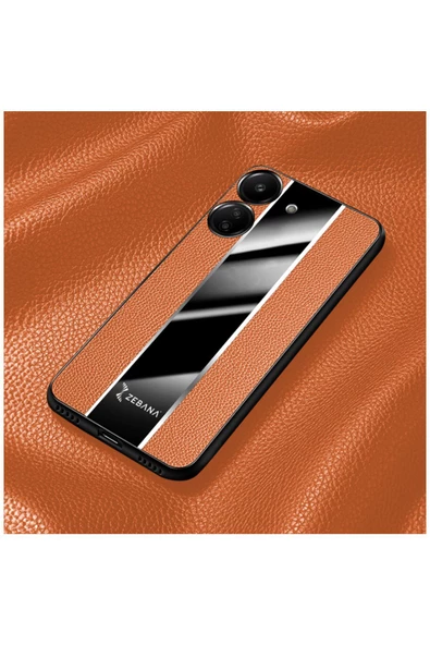 Xiaomi Redmi 13c Uyumlu Kılıf Premium Deri Kılıf Kahverengi - Resim 3