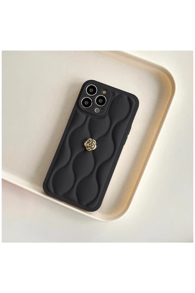 Apple iPhone 16 Pro Uyumlu Kılıf Zebana Camellia Deri Kılıf Siyah - 2