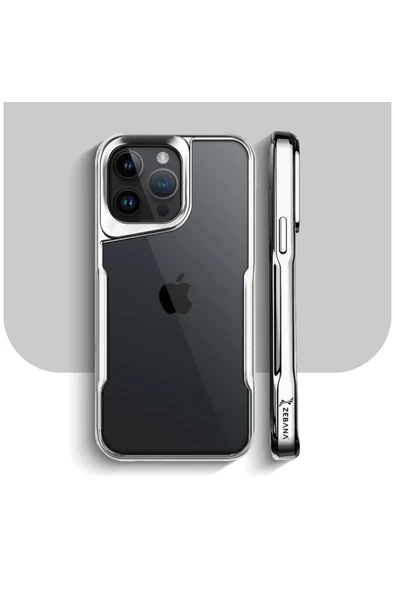 Apple iPhone 14 Pro Max Uyumlu Kılıf Zebana Platin Silikon Kılıf Gümüş ürün görseli