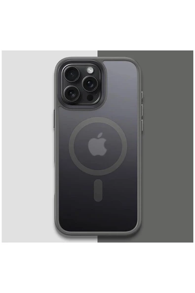 Apple iPhone 15 Pro Max Uyumlu Kılıf Zebana Fros Silikon Kılıf (Kablosuz Şarj Destekli) Siyah - Resim 8