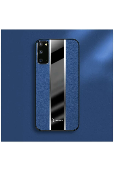 Samsung Galaxy S20 Fe Uyumlu Kılıf Premium Deri Kılıf Mavi - Resim 4