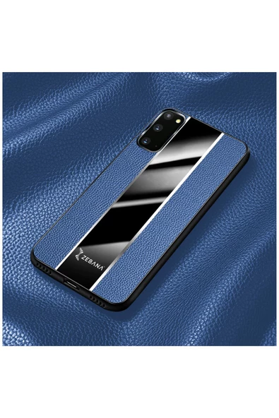 Samsung Galaxy S20 Fe Uyumlu Kılıf Premium Deri Kılıf Mavi - Resim 3