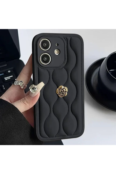 Camellia Deri Kılıf Siyah İphone 16 Pro Max ürün görseli