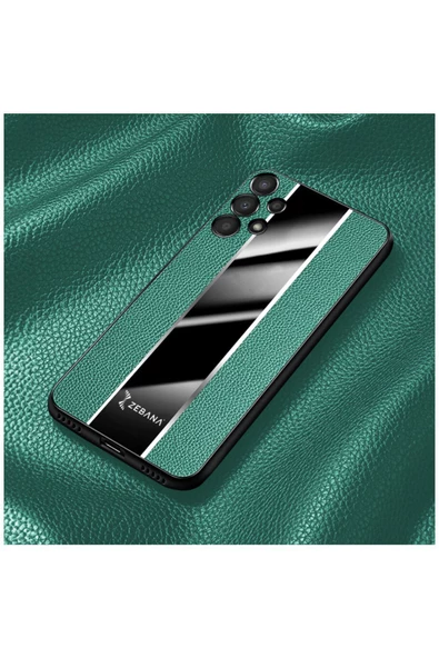 Samsung Galaxy A13 Uyumlu Kılıf Premium Deri Kılıf Yeşil - Resim 3