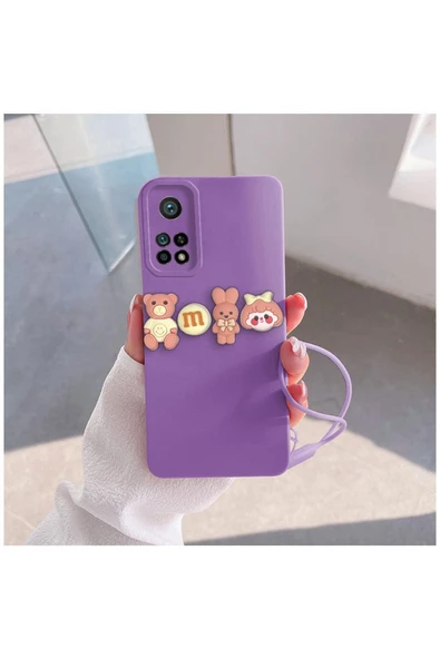 Xiaomi Mi 10t Uyumlu Kılıf Love Bear Silikon Kılıf Pembe - Lila