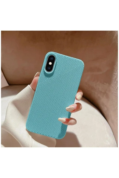 Apple iPhone X Uyumlu Kılıf Zebana Woven Silikon Kılıf Lila - Resim 5