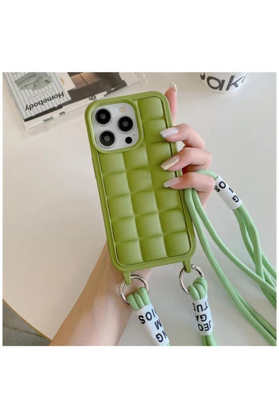 Apple Iphone 13 Pro Max Uyumlu Kılıf Boyun Askılı Rope Silikon Kılıf Gri - Resim 3