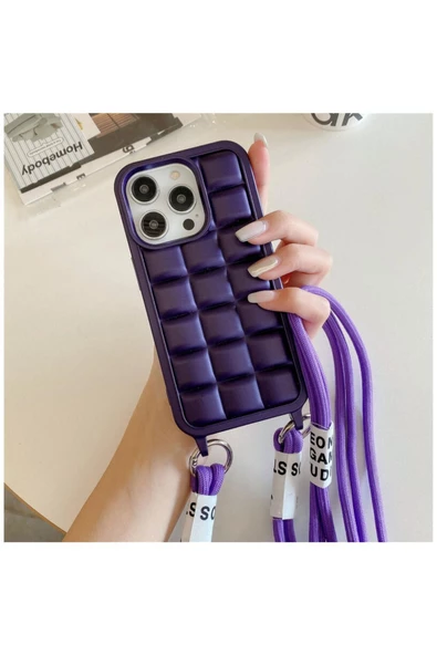 Apple Iphone 13 Pro Max Uyumlu Kılıf Boyun Askılı Rope Silikon Kılıf Gri - Resim 9