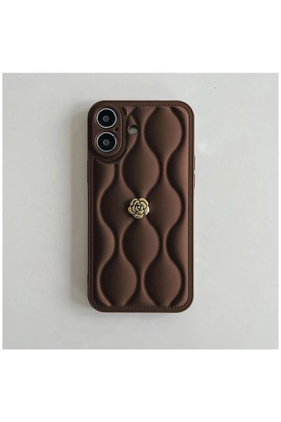 Apple iPhone 16 Uyumlu Kılıf Zebana Camellia Deri Kılıf Siyah - Resim 6