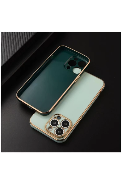 Apple Iphone 13 Pro Max Uyumlu Kılıf Golden Silikon Kılıf Kırmızı - 2