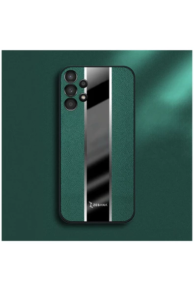Samsung Galaxy A13 Uyumlu Kılıf Premium Deri Kılıf Yeşil - Resim 4