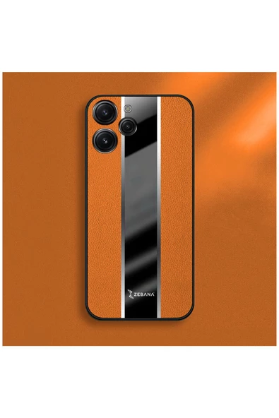 Xiaomi Redmi 12 Uyumlu Kılıf Zebana Premium Deri Kılıf Turuncu - Resim 2