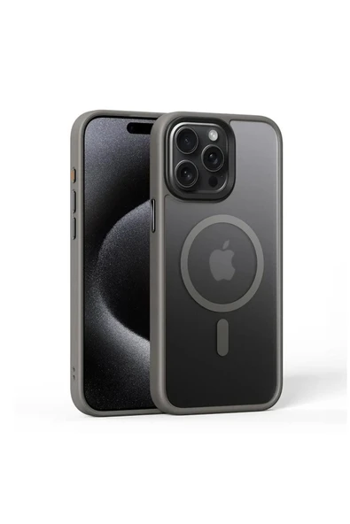 Apple iPhone 15 Pro Max Uyumlu Kılıf Zebana Fros Silikon Kılıf (Kablosuz Şarj Destekli) Siyah - Resim 7