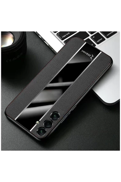 Samsung Galaxy A24 Uyumlu Kılıf Premium Deri Kılıf Kahverengi - Resim 6