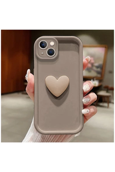 Apple iPhone 13 Uyumlu Kılıf Zebana Amour Silikon Kılıf Kahverengi ürün görseli