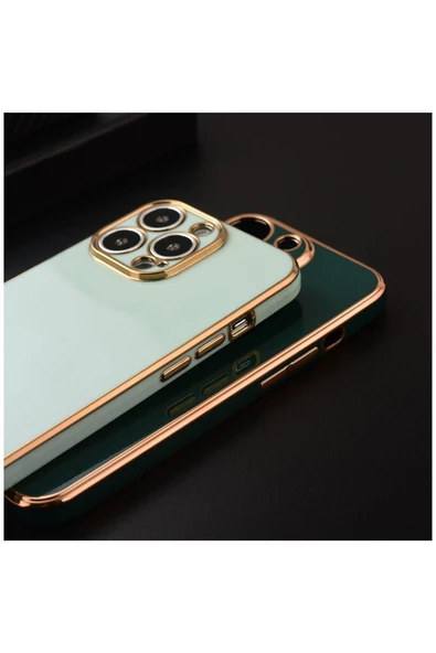 Apple Iphone 13 Pro Max Uyumlu Kılıf Golden Silikon Kılıf Kırmızı - 3