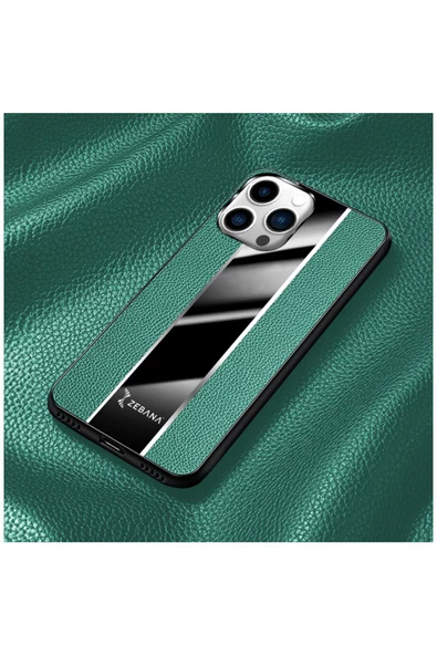 Apple Iphone 12 Pro Uyumlu Kılıf Premium Deri Kılıf Yeşil - Resim 3