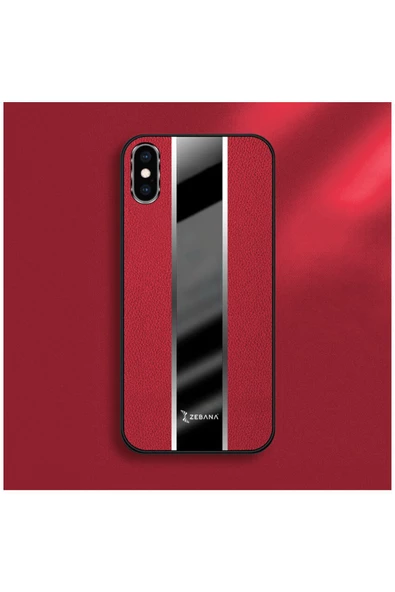 Apple Iphone X Uyumlu Kılıf Premium Deri Kılıf Kırmızı - 4