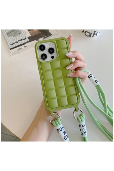 Apple iPhone 12 Pro Max Uyumlu Kılıf Zebana Boyun Askılı Rope Silikon Kılıf Derin Mor - Resim 5