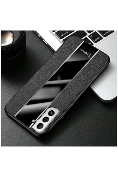 Samsung Galaxy S22 Uyumlu Kılıf Premium Deri Kılıf Turuncu - Resim 10