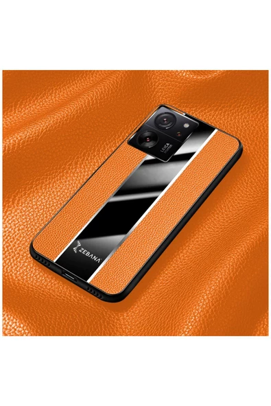 Xiaomi Mi 13t Uyumlu Kılıf Premium Deri Kılıf Turuncu - Resim 3