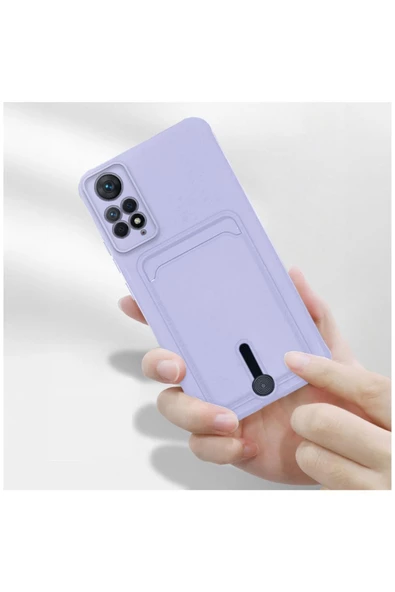 Xiaomi Redmi Note 11s Uyumlu Kılıf Kartlıklı Sweet Yumuşak Silikon Kılıf Lila - Resim 3