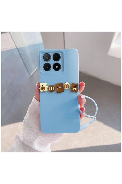 Xiaomi Poco X6 Pro 5G Uyumlu Kılıf Zebana Love Bear Silikon Kılıf Kahverengi - Resim 2