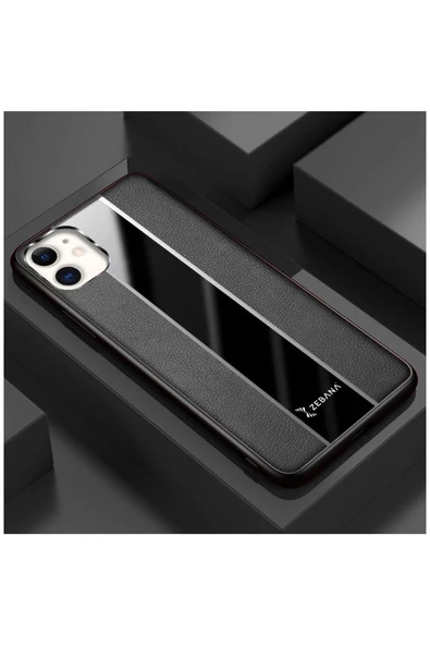Apple Iphone 11 Uyumlu Kılıf Zebana Premium Deri Kılıf Siyah ürün görseli