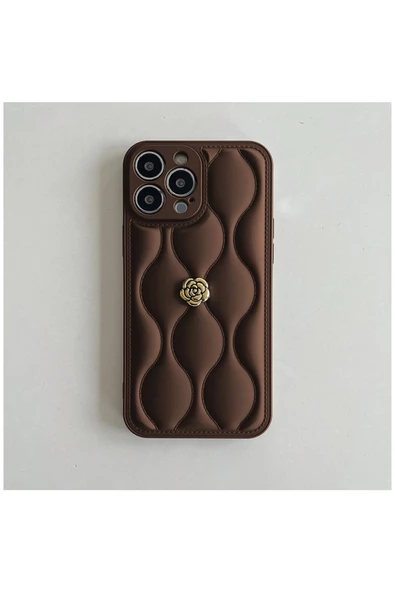 Apple iPhone 15 Pro Max Uyumlu Kılıf Zebana Camellia Deri Kılıf Siyah - Resim 6