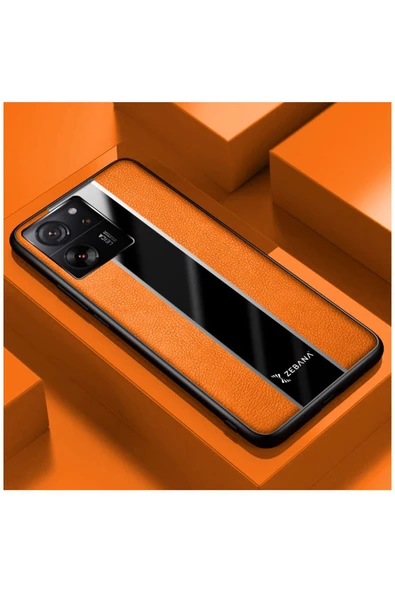Xiaomi Mi 13t Uyumlu Kılıf Premium Deri Kılıf Turuncu ürün görseli