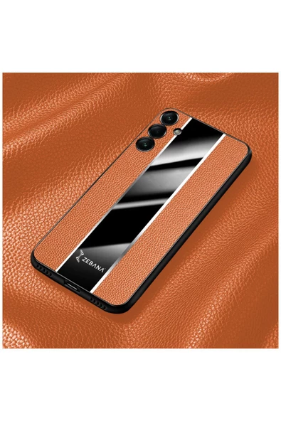 Samsung Galaxy A54 Uyumlu Kılıf Premium Deri Kılıf Kahverengi - Resim 3