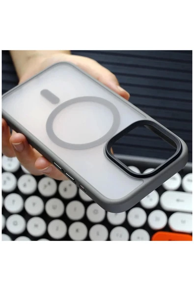 Apple iPhone 15 Pro Max Uyumlu Kılıf Zebana Fros Silikon Kılıf (Kablosuz Şarj Destekli) Siyah - Resim 9