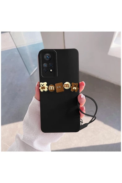 Xiaomi Redmi Note 12 Pro Uyumlu Kılıf Love Bear Silikon Kılıf Siyah - Kahverengi