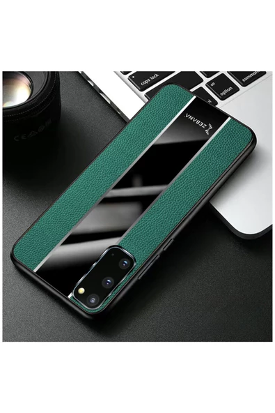 Samsung Galaxy S20 Fe Uyumlu Kılıf Premium Deri Kılıf Mavi - Resim 10