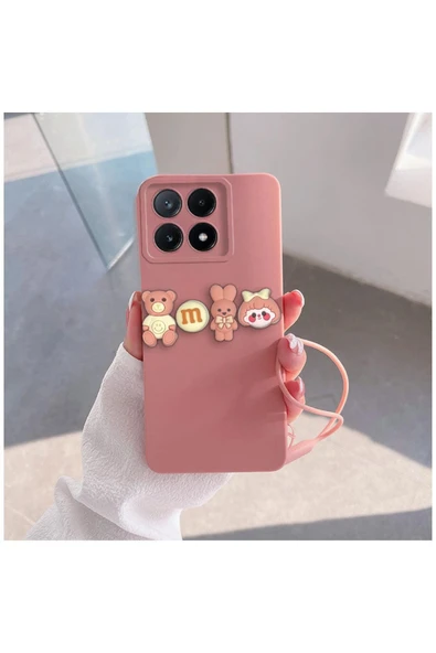 Xiaomi Poco X6 Pro 5G Uyumlu Kılıf Zebana Love Bear Silikon Kılıf Kahverengi - Resim 3
