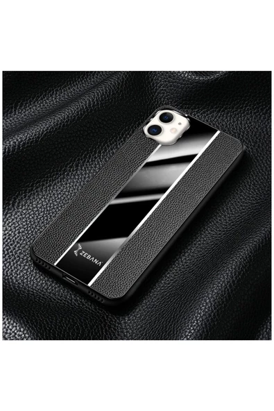 Apple Iphone 11 Uyumlu Kılıf Zebana Premium Deri Kılıf Siyah - Resim 3