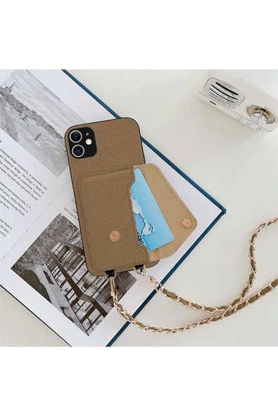 Boyun Askılı Deri Kılıf Kahverengi Xiaomi Redmi Note 11 / 11S ürün görseli