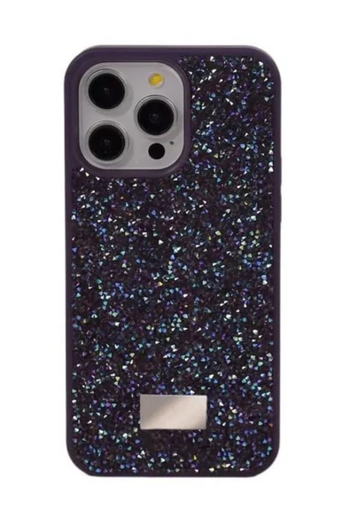 iPhone 15 Pro Max Zebana  Star Glitter Silikon Kılıf - Derin Mor